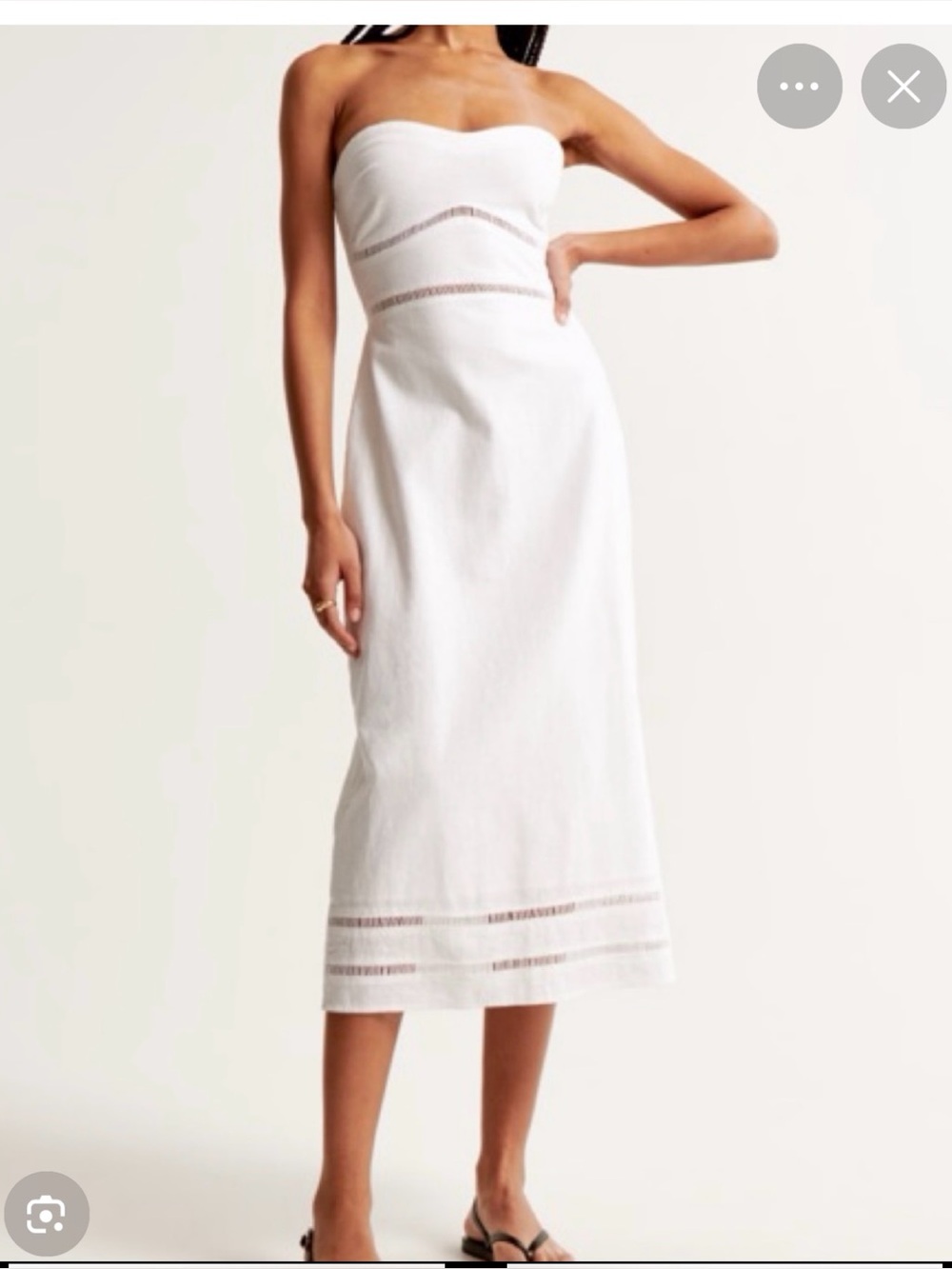 NWT - A&F linen eyelet trim  White Midi Dress -- comes with straps  - small